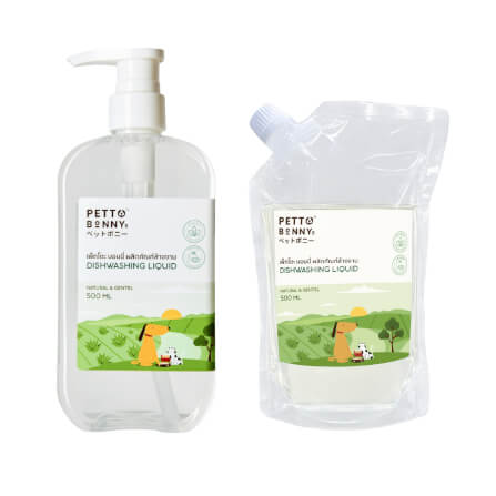 เซตน้ำยาล้างจานสัตว์เลี้ยง PETTO BONNYS ชนิดขวด + ถุงเติม สูตรอ่อนโยน_0